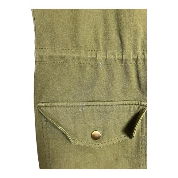 green cargo vest Utility Small Grunge Casual Gorpcore Canvas Casual - Picture 2 of 7